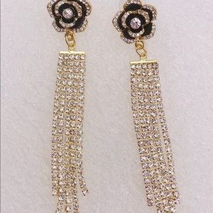 shining cubic flower crystal drop tassel